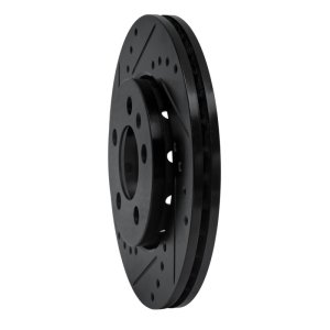 Volkswagen VENTO Brake Rotor (1) - Front Left - R1 Concepts - Drilled & Slotted - Black - `03-`18